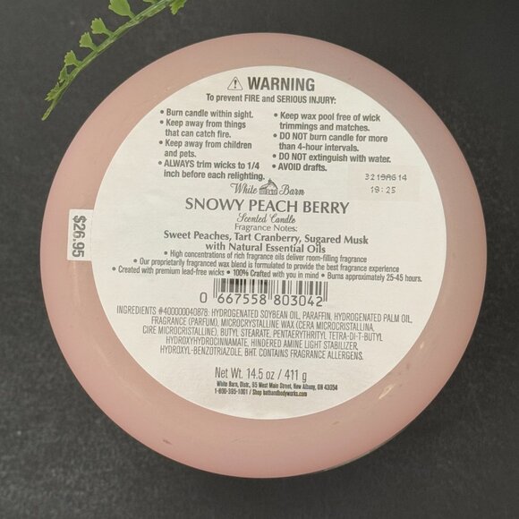 BBW Snowy Peach Berry White Barn Bath & Body Works 3 Wick Candle - Picture 10 of 10